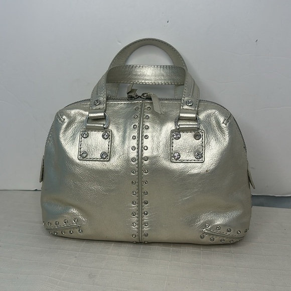 MICHAEL Michael Kors Metallic Gold Rhine Stone Studded Zipper Handbag - Picture 4 of 11